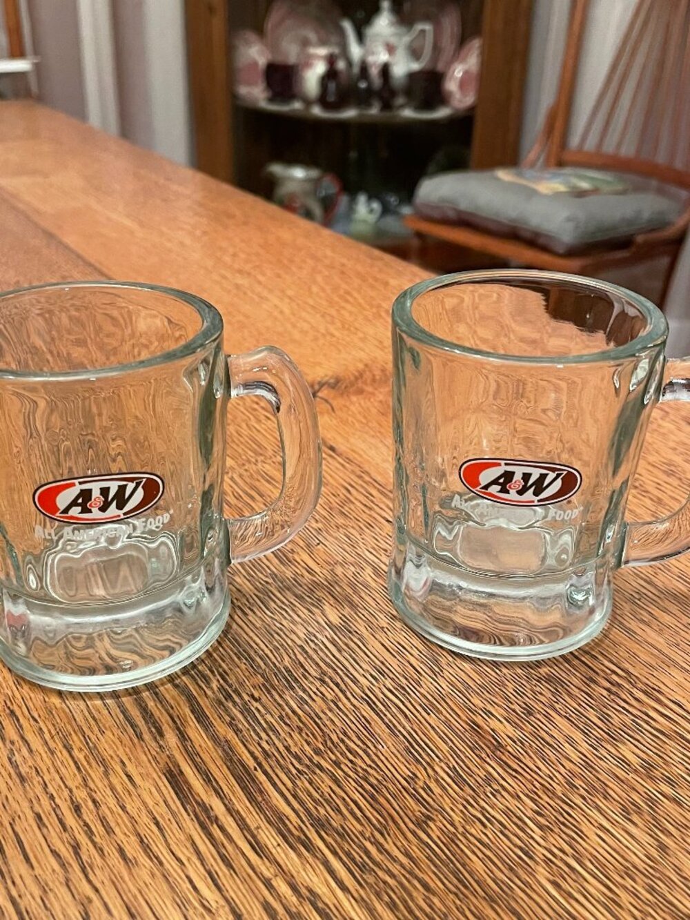 2x A&W All American Foods 3 Inch 4 ounce Miniature Glass Drink Mugs
